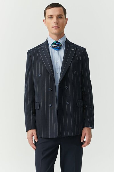 PAULMARK Чоловічий піджак з ластовицею та смугастим візерунком