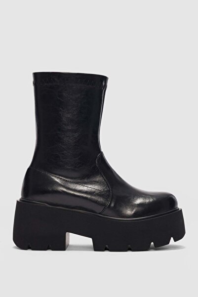 selin shoes Drois High Sole Women's Stretch Boots-Black Patent Leather