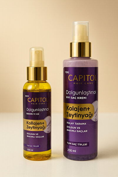 Capitol Kolajen+Zeytinyağı Dolgunlaştırıcı Saç Bakım Yağı ve Sıvı Saç Krem Seti