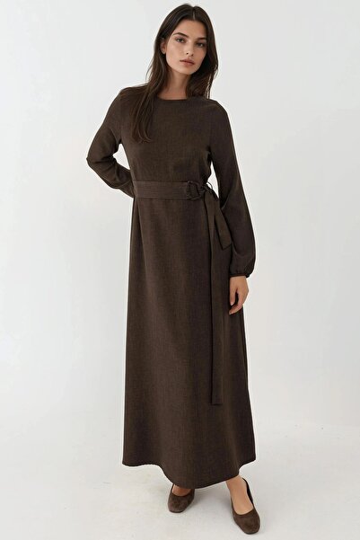 Hiccup Long Sleeve Maxi Dress with Belt Detail