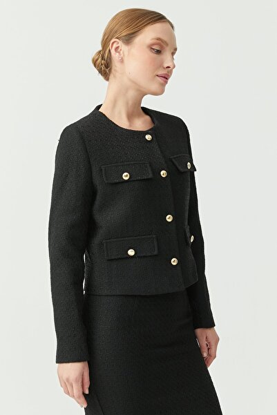 PAULMARK Γυναικείο κοντό μπουφάν με λεπτομέρεια με κουμπιά