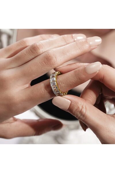 erorex Ring with Zirconia Crystals, Eternity Ring For Women, Rose Gold, Platinum Plated Silver Infinity...