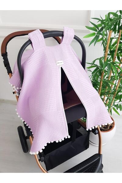 ib ilkimbebe Puset Örtüsü Fermuarlı Tek Katlı Pike Lila Renk, Yenidoğan Bebek...