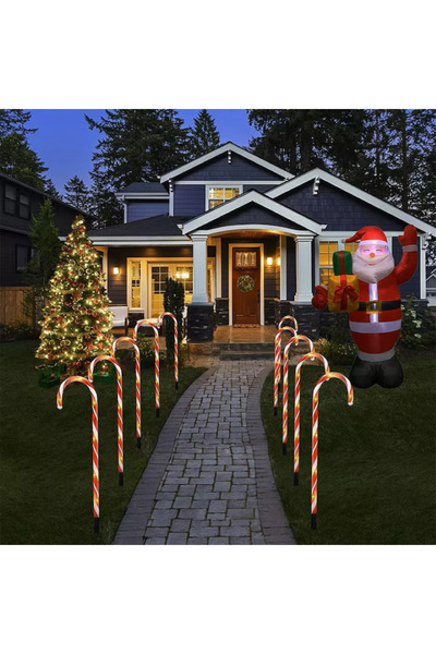 TrendyLux Set of 5 Solar Outdoor Decorations "Lollipops" 40 cm - White / Blue LED Lighting for Christmas