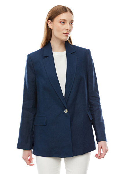 PAULMARK Γυναικείο λινό μπουφάν με ένα κουμπί