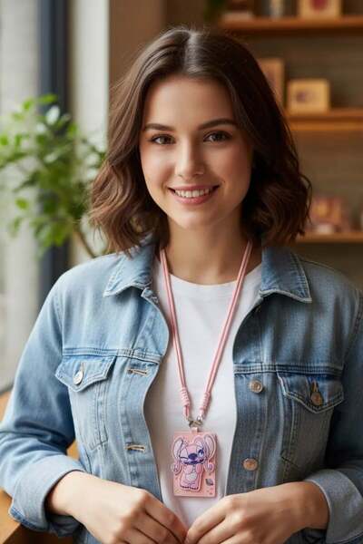 Disney Lilo&Stitch Lisanslı Kart Tutuculu Anahtarlık (Angel)