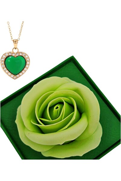 erorex Gold Plated Emerald Heart Necklace for Women - Light Luxury Adjustable Collarbone Chain, Green...