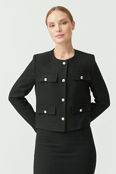 PAULMARK Γυναικείο κοντό μπουφάν με λεπτομέρεια με κουμπιά