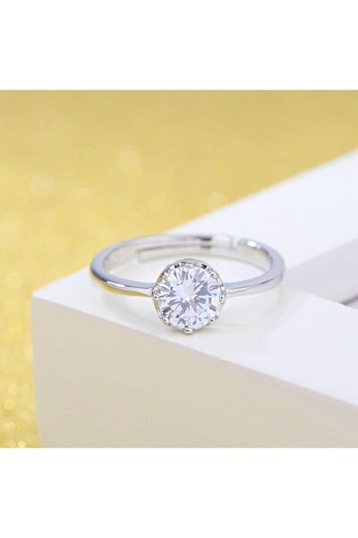 erorex Bling Queen Women's Silver Plated Polished Stone Adjustable Ring