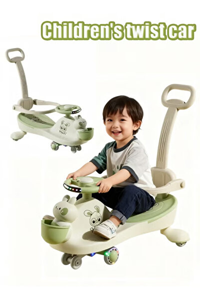 Generic Children's Twist Car Toy with Lights and Music, Quiet Wheels, Anti-Tip Design, Suitable for Ages 2-6