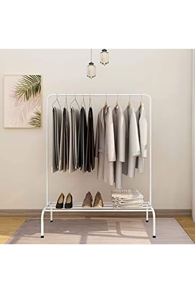 KEKE 2-Tier Stainless Steel Shoes Rack and Coat Hanging Stand for Home