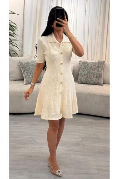 SELSAL Short knit dress with buttons