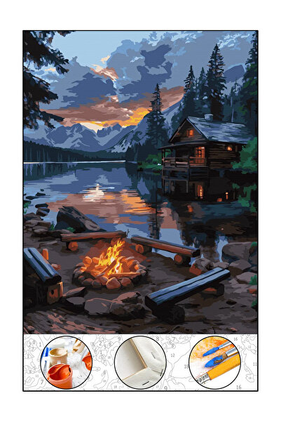 abbara Sayılarla Boyama Hobi Seti Çerçeveli Tuval Fırça Boya Dahil Kasnaklı 40x50 Cm Gecenin Kalbinde