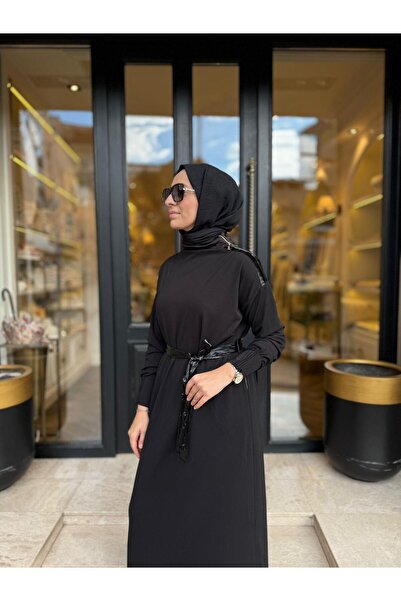 MissWhence 38822 Collar Zipper Detail Women's Dress Black