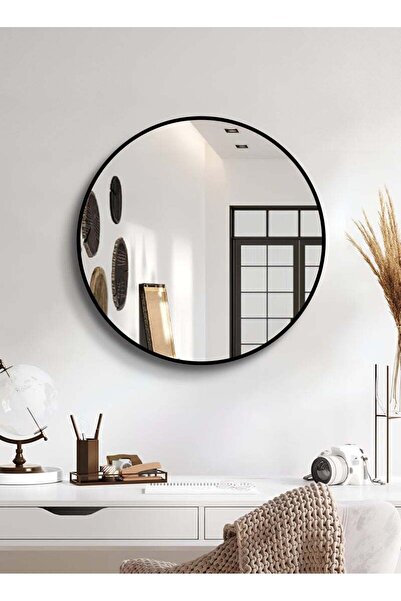 ESMART مرآة مكياج دائرية مقاس 50 سم بإطار أسود، مرآة مكياج مناسبة لغرف الملاب...