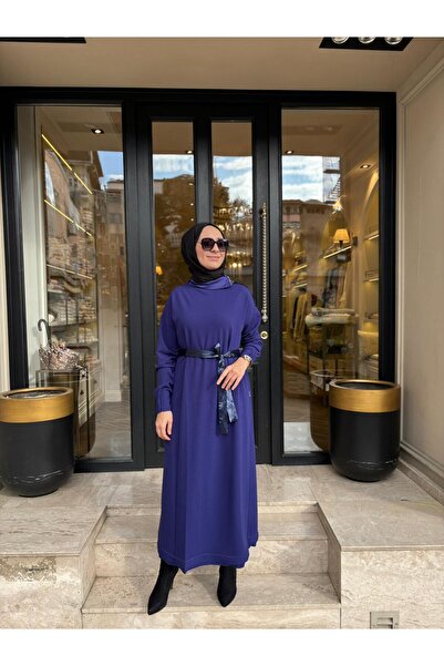 MissWhence 38822 Collar Zipper Detail Women's Dress Purple