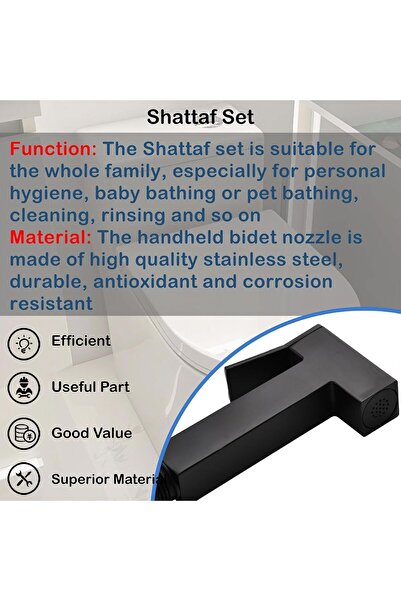 Alim Shattaf Matte Black Brass Sprayer with Hose Set - Handheld Toilet Cleaning Sprayer