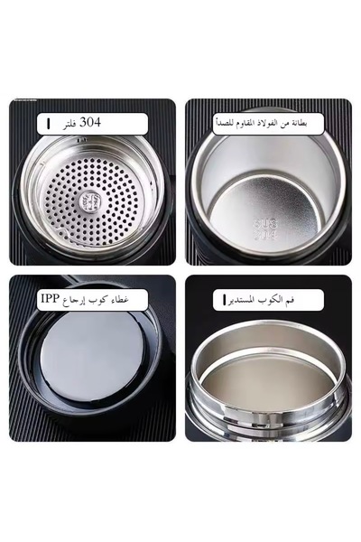 LUXURY Stainless steel mug with handle / Insulating cup for hot and cold drinks, 520ml, 304 stainless steel interior