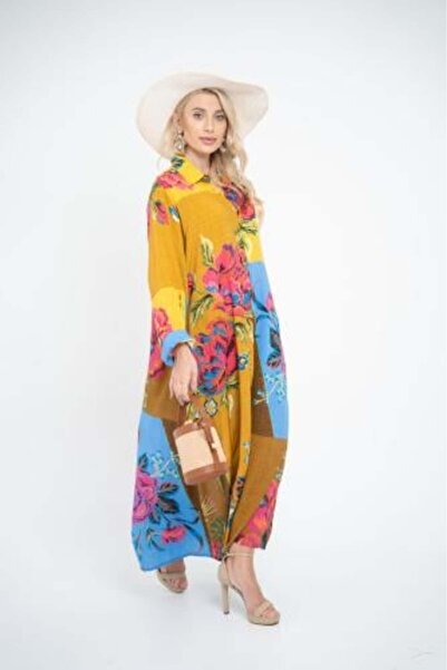 stellacloset فستان طويل من القطن الأكثر مبيعًا بألوان الصيف وطبعة زهور وردية ...