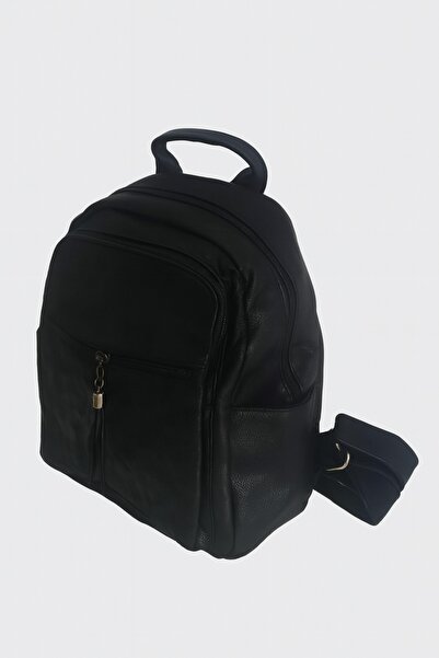 RBS22 Women's black backpack with 3 pockets, tassel accessory