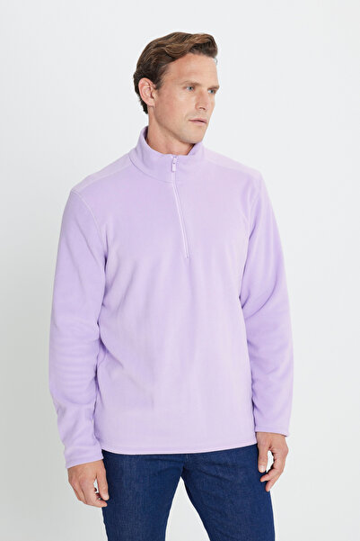 AC&Co / Altınyıldız Classics Lila Anti-Pilling Non-Pilling Standard Fit Mock Neck Fleece Sweatshirt