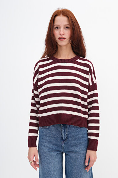 Addax Crew Neck Striped Knitwear Sweater K10329