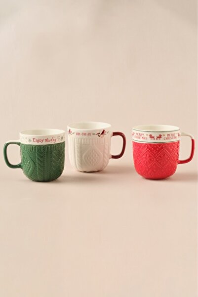 Karaca New Year Hope and Joy 3-Person Mug Set 340 ml
