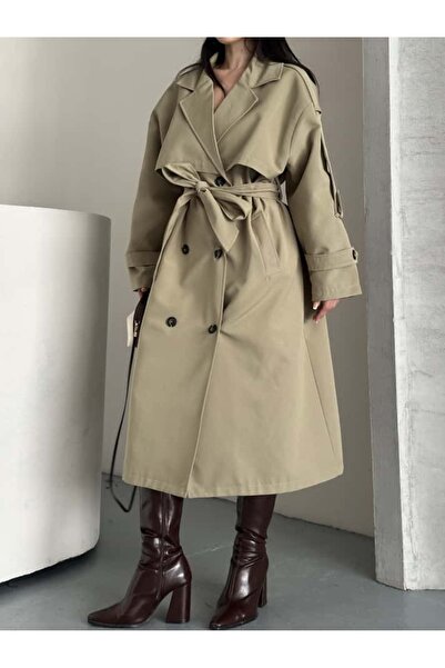 Moda İkra Trench Coat Belted Buttoned Stylish Comfortable Casual Combination Spring Autumn Trench Coat