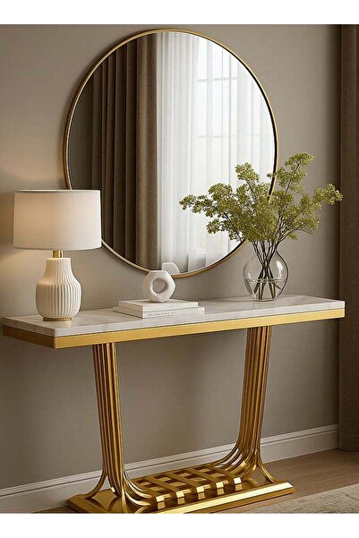 ESMART 70cm Round makeup mirror with a golden frame,amakeup mirror suitable f...