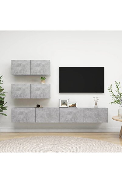 vidaxl 4 Piece TV Cabinet Set Concrete Grey Engineered Wood