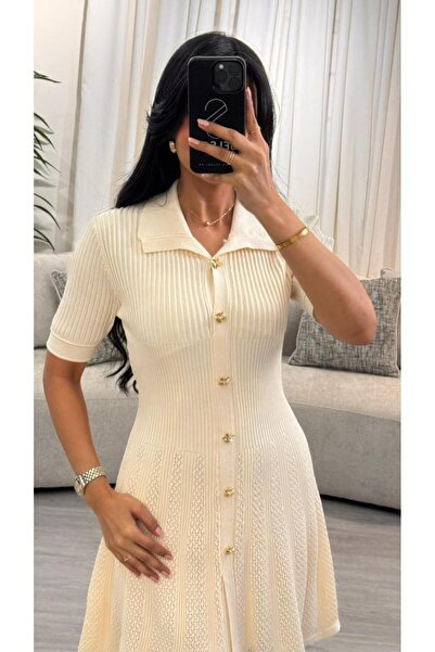 SELSAL Short knit dress with buttons