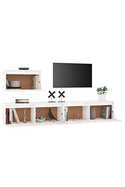 vidaxl TV Cabinets 3 pcs White Solid Wood Pine