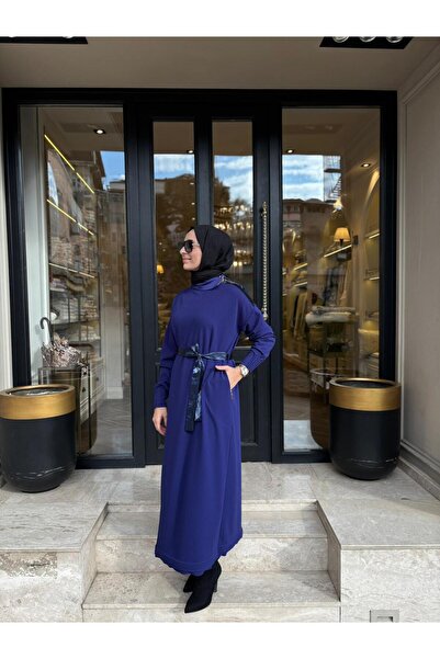 MissWhence 38822 Collar Zipper Detail Women's Dress Purple