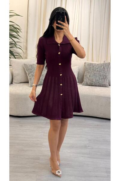 SELSAL Short knit dress with buttons