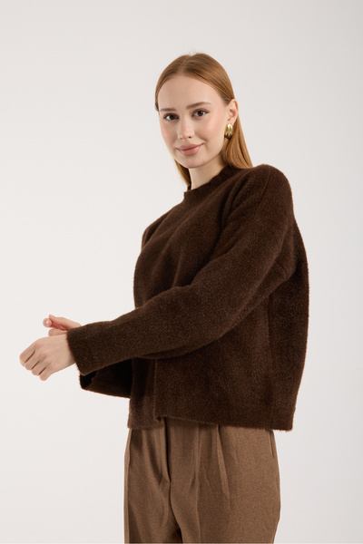 Clothes Fast Women's Bitter Brown Beard Yarn Half Turtleneck Knitwear Sweater