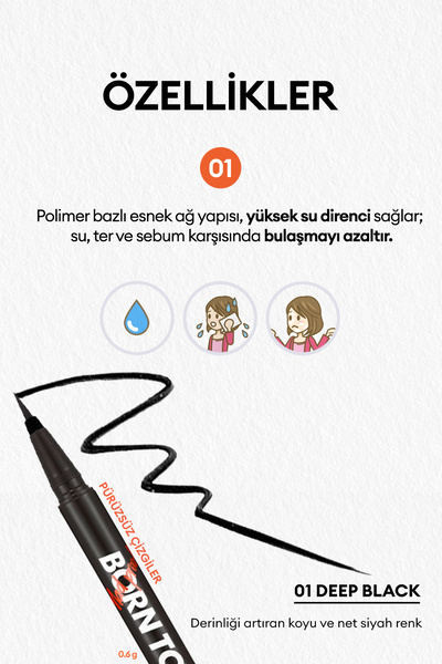 Missha Uzun Süre Kalıcı, Suya Dayanıklı, Likit Eyeliner Born To Be Madproof Liquid Liner (01)