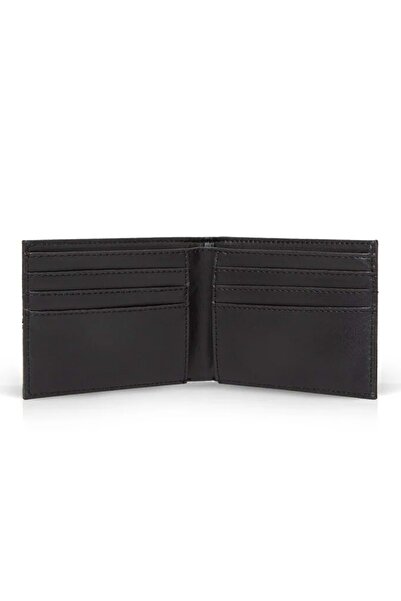 Mavi Mühür Logo Faux Leather Wallet Sports Wallet Black