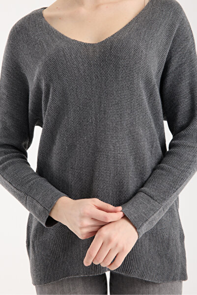 WOMENTİ Crew Neck Long Sleeve Rice Knit Sweater