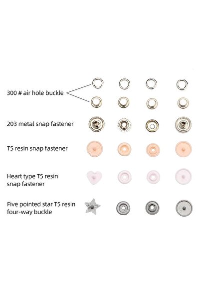 unbrand A set consisting of a snap button press with a variety of plastic and metal buttons.