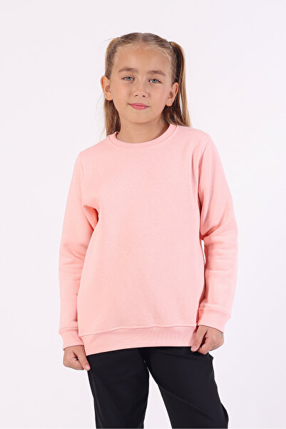 Rekormoda Fete 3 fire Ş cu căptușeală din fleece B basic Sweat tricou B guler rotund 5-14 ani Pudră