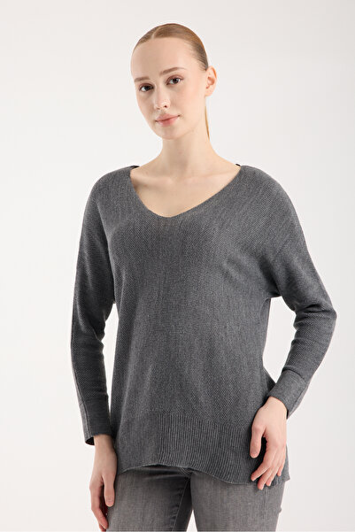 WOMENTİ Crew Neck Long Sleeve Rice Knit Sweater