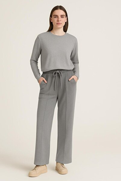 RAPAPA Γυναικείο παντελόνι με κορδόνια σε γκρι χρώμα με τσέπες 1762