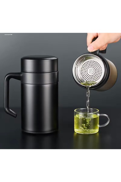 LUXURY Stainless steel mug with handle / Insulating cup for hot and cold drinks, 520ml, 304 stainless steel interior