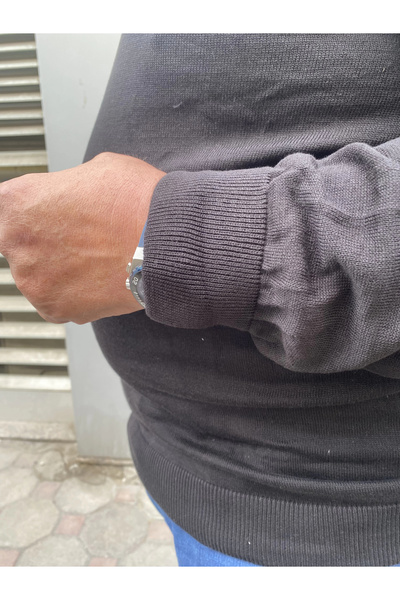 DURVEN Men's Plus Size Half Zip Knit Sweater - Black