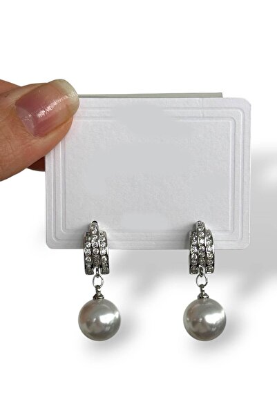 TAKIŞTIR Silver Color Pearl Detailed Earrings (Pair)