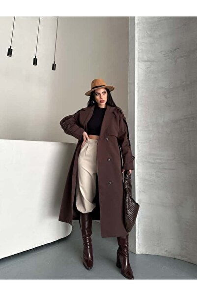 Moda İkra Trench Coat Belted Buttoned Stylish Comfortable Casual Combination Spring Autumn Trench Coat