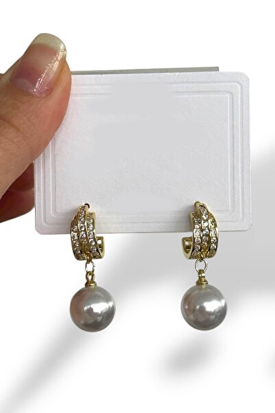 TAKIŞTIR Gold Color Pearl Detailed Earrings (Pair)