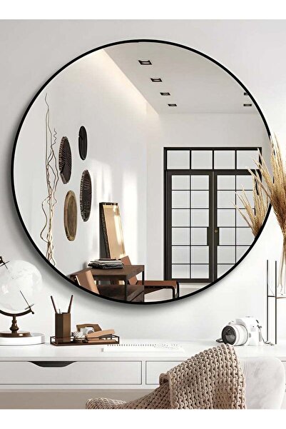 ESMART 80cm Round makeup mirror with a black frame,amakeup mirror suitable fo...