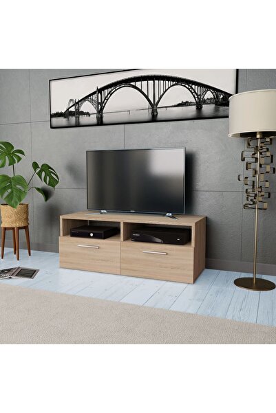 vidaxl خزانة تلفزيون من الخشب الهندسي 95x35x36 سم من خشب البلوط