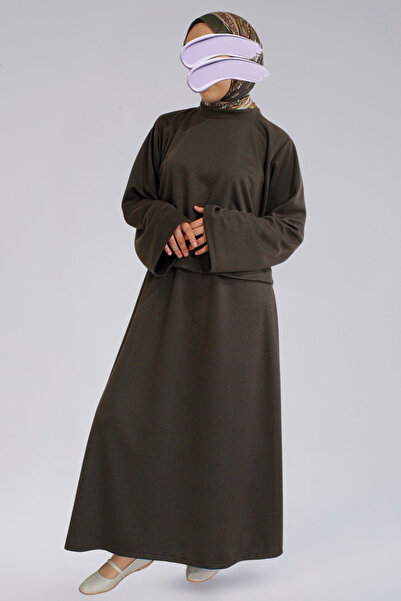 MAKSEN TEKSTİL Seasonal Ecrin Fabric Wide Sleeve Crop & Bell Skirt Women's Set